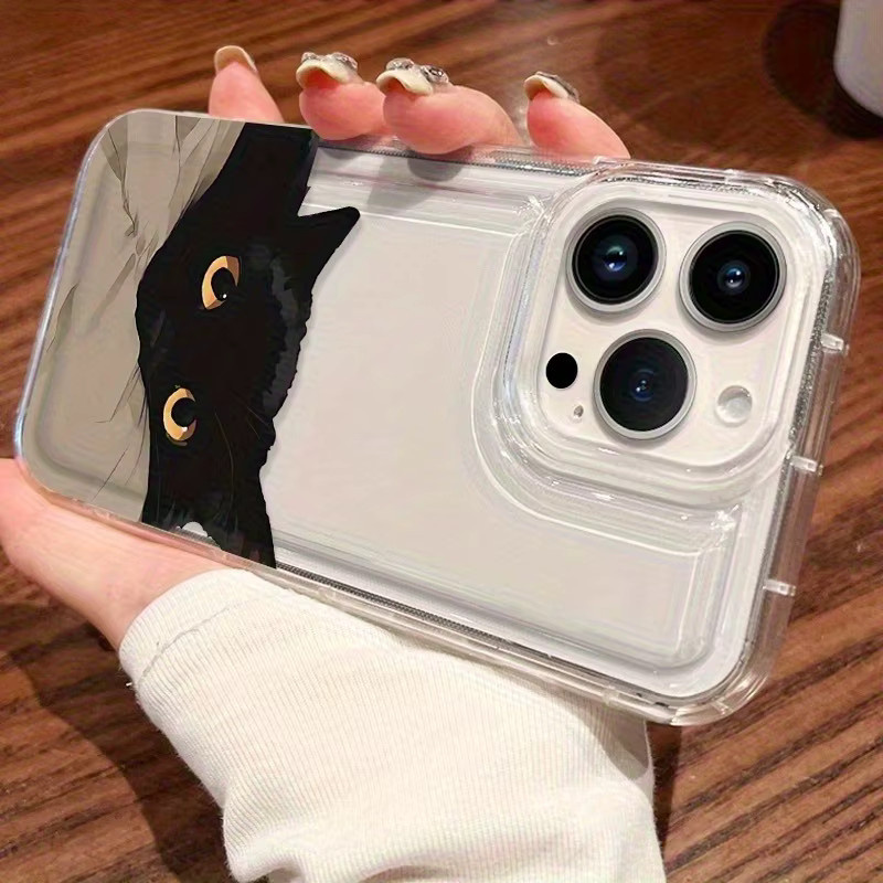 Transparente TPU Handyhülle mit schwarzem Kätzchenmuster für iPhone 17 16 15 14 13 12 11 Pro Max Plus Mini und XS XR X - Bild 3