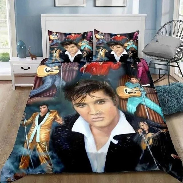 Flylo P-Presley Bettwäsche-Set Retro E-Elvis Design aus Mikrofaser, Mehrfarbig, B/H: 220 x 240 cm - Bild 1