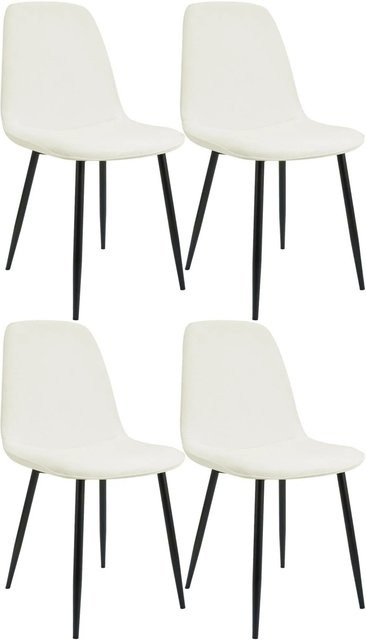 4er Set Esszimmerstühle DELUKE RAZON in Creme mit Stoffbezug und Metallgestell, B/T/H: 45 x 54 x 88 cm - Bild 1