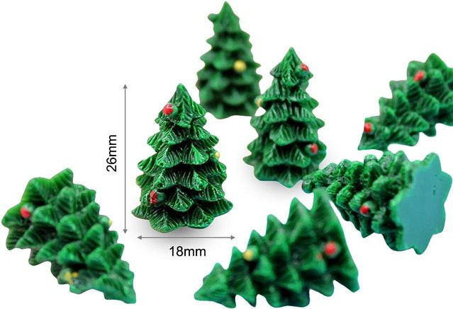 5/10 Stück Miniatur-Weihnachtsbäume aus Kunstharz in Schwarz und Grün für deinen Feengarten und DIY-Basteldekorationen - Bild 1
