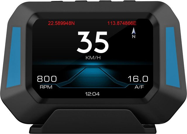 VehicleKit Multifunktions-Reisecomputer P21 HUD-Autoanzeige mit OBD-Diagnose und Neigungsmesser in Schwarz - Bild 1