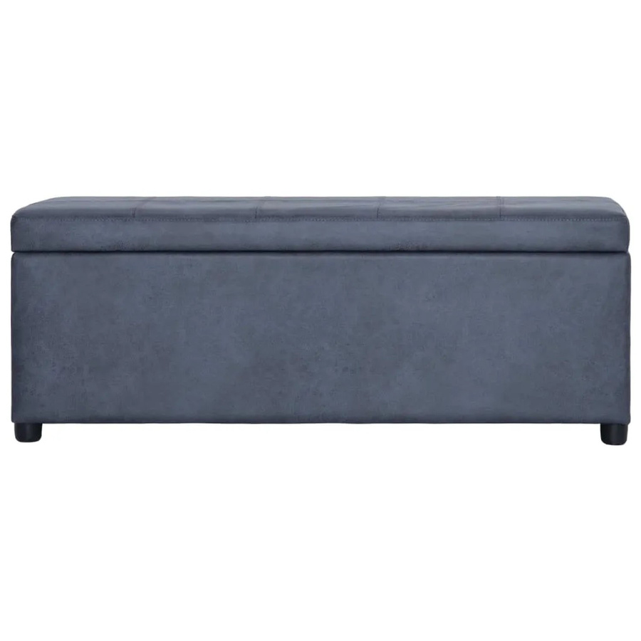 vidaXL Bank mit Staufach in Grau mit Wildleder-Optik, B: 116 cm, H: 43 cm, T: 38 cm - Bild 2