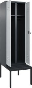 C+P Spind Classic PLUS Schwarz-Weiß-Spind mit unterbauter Sitzbank, 2 Abteile, B/T/H: 212 x 60 x 81,5 cm - Bild 1