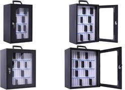 pavo Smartphone-Schrank für 48 Smartphones in Dunkelgrau mit Plexiglas-Türen und Schloss, B/T/H: 37,6 x 20,5 x 44,5 cm - Bild 1