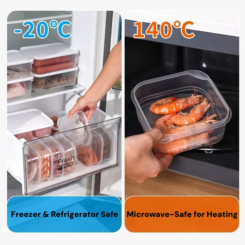 YOCITY Lebensmittelkonservierungsboxen für Kühlschrank und Gefrierschrank, transparente Portionierboxen für Fleisch und Haushalt, 6 Stück - Bild 4