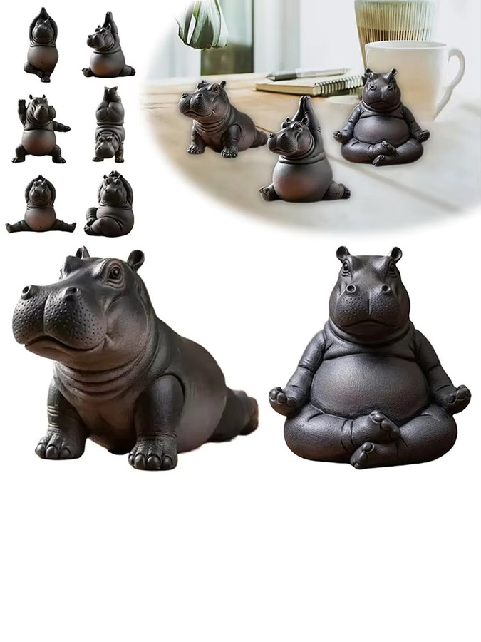 Handgefertigte Yoga Master Nilpferd Statue aus Harz von JETTING für deine Meditation und Dekoration zu Hause - Bild 6
