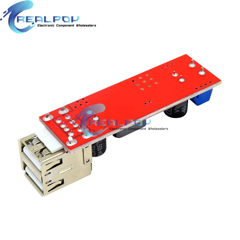 REALPOY LM2596S DC-DC Buck Regler Konverter mit Dual USB Ausgang, 6-40V, Rot - Bild 1