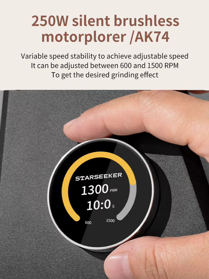 STARSEEKER AK74 Elektrische Kaffeemühle mit 74 mm Flachmahlscheiben aus Titan, Geschwindigkeitsregulierung für Espresso und Kaffeebohnen, Schwarz oder Weiß - Bild 4