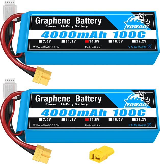 Yowoo Graphene Li-Ion Akku 4000mAh mit 100C für RC Quadcopter, Hubschrauber, Boot, Auto und Flugzeug in Blau - Bild 1