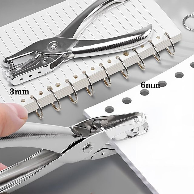 Metall-Handstanzer für Einzelloch mit losen Blättern in Silber für Metall und Bürobedarf - Bild 1