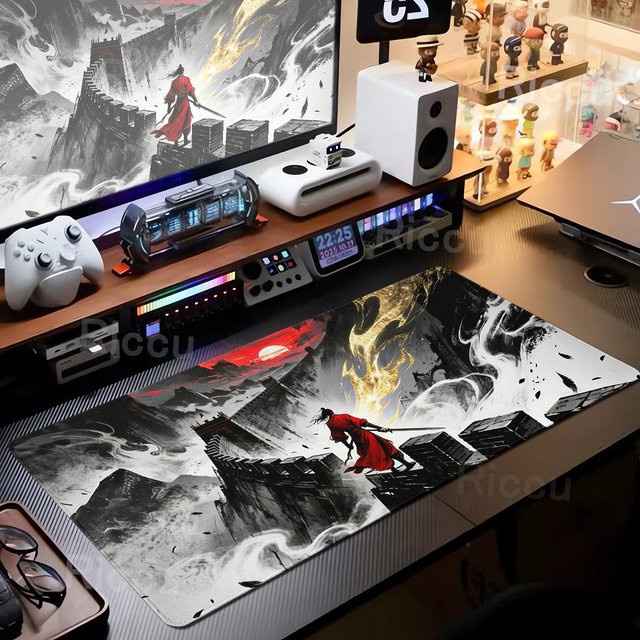 Riccu Samurai Warrior Gamer Mousepad in Schwarz und Multicolour für PC und Laptop - Bild 1