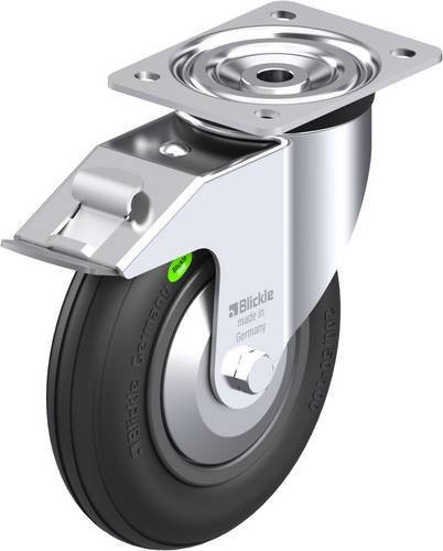 Blickle Lenkrolle L-VWPP 200G-FI-FA mit Feststeller in Schwarz und Silber, Rad-Durchmesser: 20 cm, Tragfähigkeit: 100 kg - Bild 1