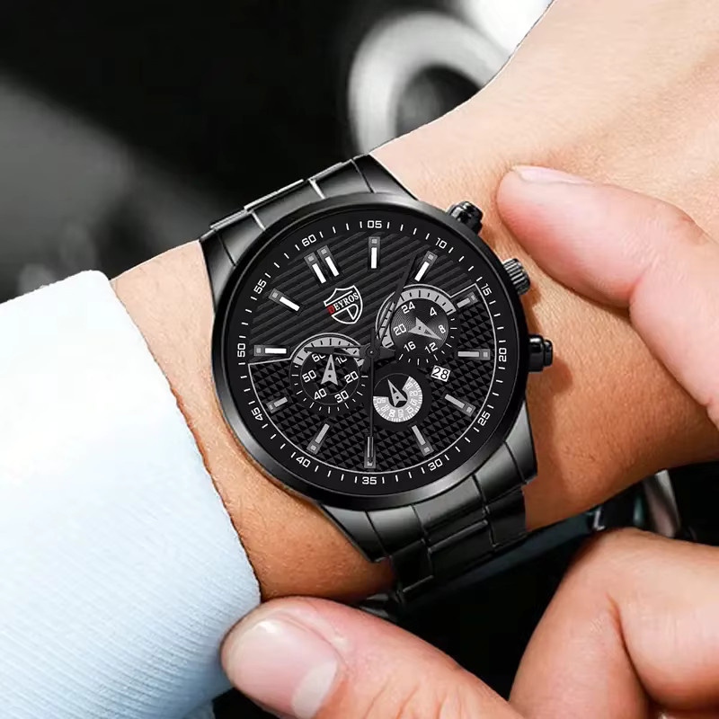 DEYROS Armbanduhr Edelstahl, Quarz, Schwarz, Herren - Bild 4