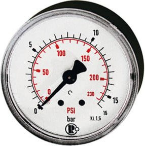 Riegler Standardmano Druckmanometer aus Kunststoff in Weiß, G 1/4 hinten, Messbereich 0 - 10,0 bar/145 psi, Durchmesser 63 mm - Bild 1