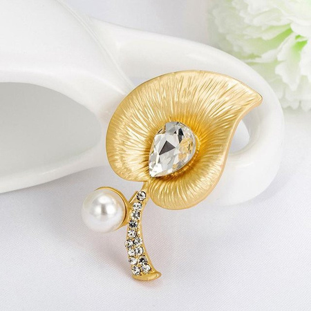 YIRAN Jewelry Brosche, Strass, Perle, beige, Damen
