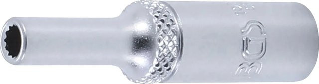 BGS Steckschlüssel Einsatz Zwölfkant Tief 1/4 Zoll Antrieb 6 x 3 mm Schlüsselweite 4 mm Silber - Bild 1
