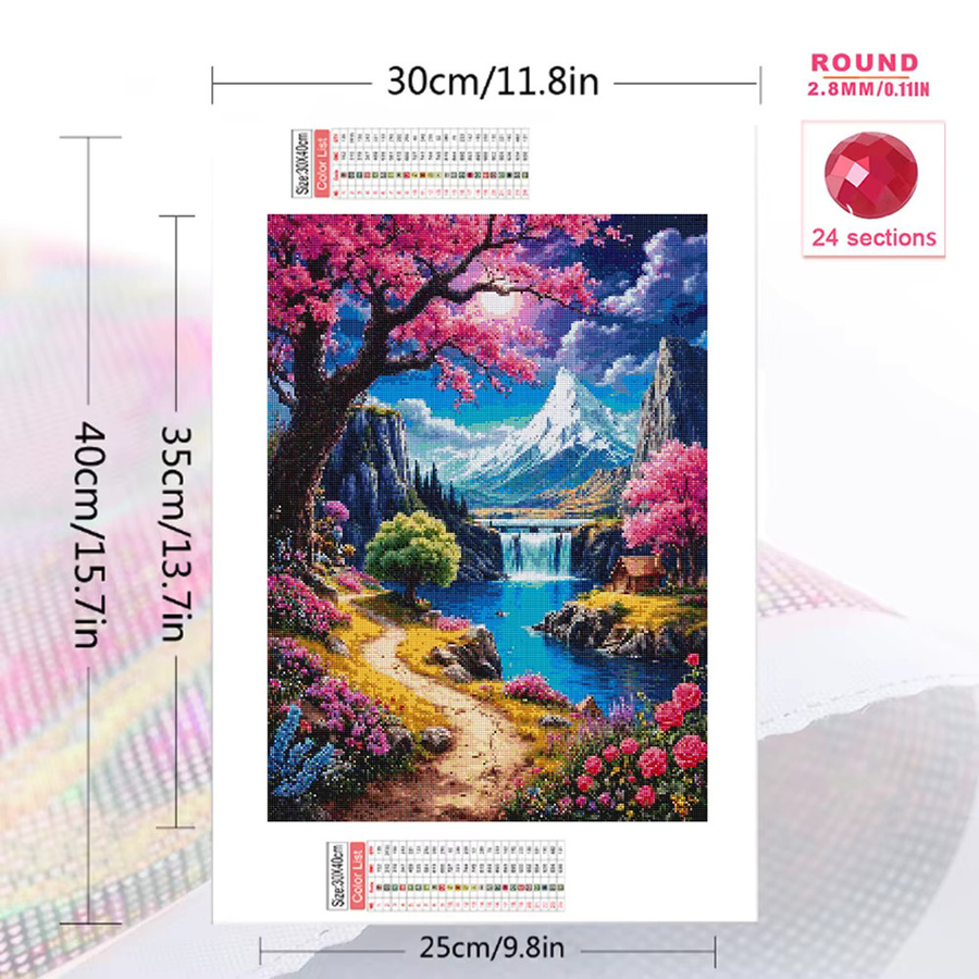 Momoart DIY Fluss-Diamant-Stickerei Berglandschaft Gemälde mit Runddiamanten in Multicolour, B/H: 30 x 20 cm - Bild 2