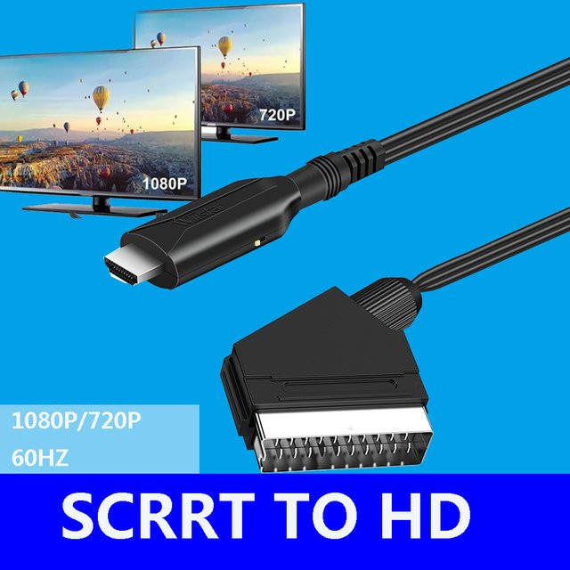 Wiistar HDMI zu SCART Konverter Adapter in Schwarz für Video und Audio, 1080P Unterstützung, kompatibel mit NTSC und PAL für HD TV und DVD - Bild 1