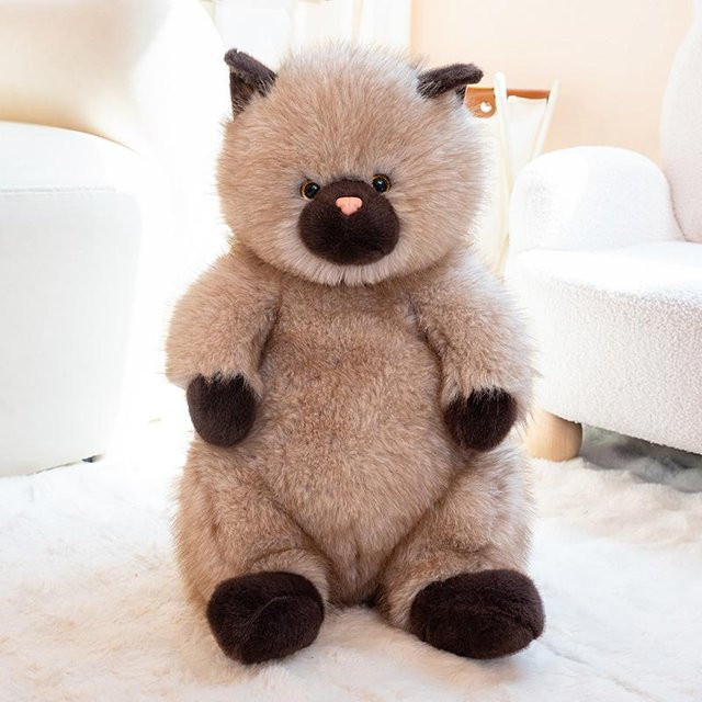 Mehrfarbiges Langhaar-Katzen-Stofftier, Plüschtier, 25cm, ab 3 Jahre - Bild 1