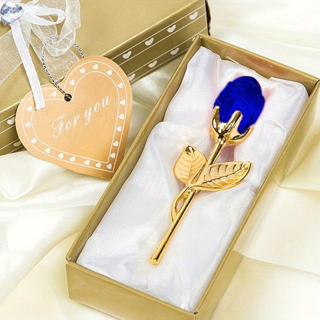 Mango Event Mini-Kristallrosen aus Glas und Metall in Blau und Multicolour zur Tischdekoration - Bild 1