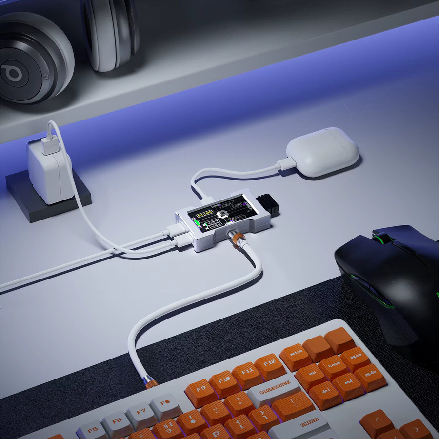 HMLAB ZNEO Gaming USB-Hub mit 2-zu-3-Port, 8K Hz Geschwindigkeit, unabhängiger Stromversorgung und eingebautem Bildschirm für deinen Gaming-Schreibtisch - Bild 3