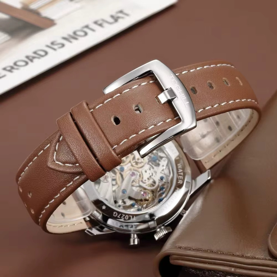 TOPHILL Chronograph, Automatik, Edelstahl, Leder, Saphirglas, Herren - Bild 4