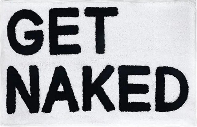 AISIRUI Badematte Get Naked, schwarz-weiße Mikrofaser-Badezimmerteppich, B/B: 40 x 60 cm - Bild 1