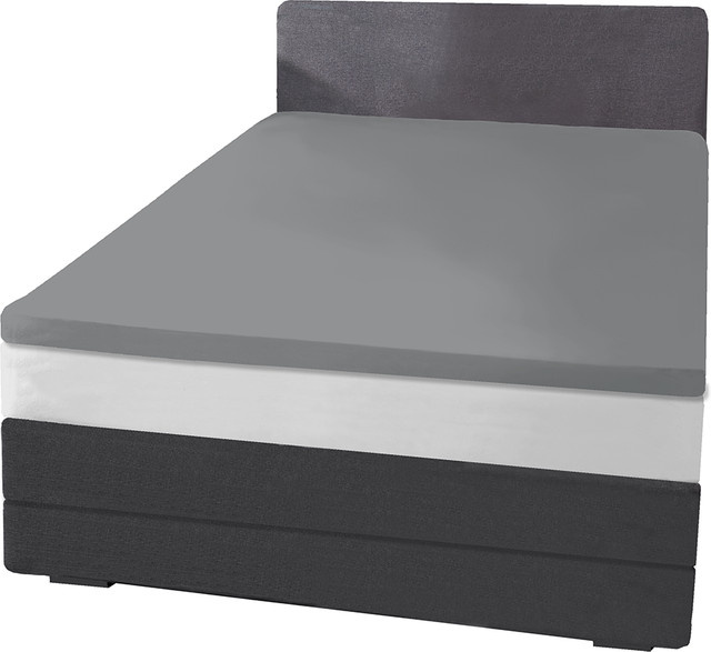 Dreamtex Thermo-Fleece-Spannbetttuch für Topper und Boxspringbetten in Grau, atmungsaktiv und waschbar bei 60 Grad - Bild 1