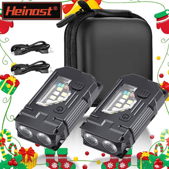 Heinast Mini-Arbeitstaschenlampe mit 8 Modi, wiederaufladbare magnetische Taschenlampe mit Metallclip, IP65 wasserdicht, Schwarz/Orange - Bild 1