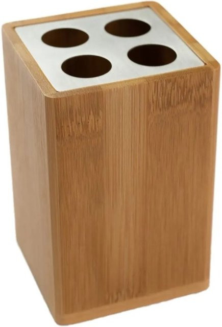 Bagnoxx Zahnbürstenhalter Viereckig aus Bambus in Braun, B/T/H: 7,6 x 7,6 x 11 cm - Bild 1