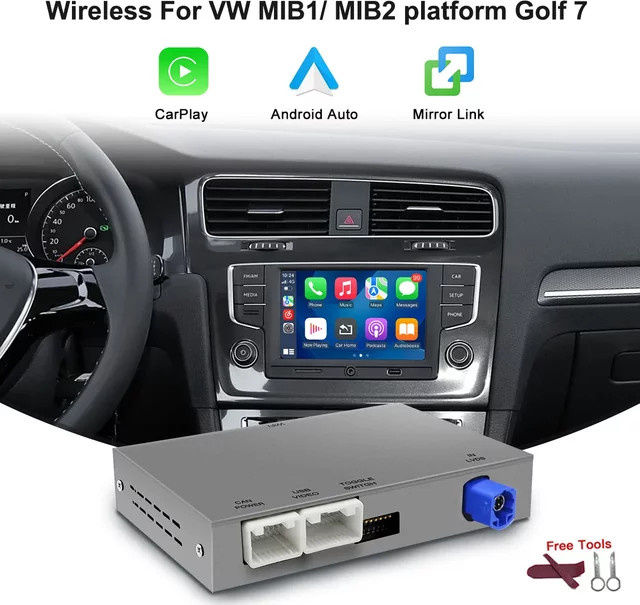 Drahtloses CarPlay und Android Auto Interface Modul für VW Volkswagen Skoda Octavia A5 Golf 7 Polo Passat B8 mit Mirror Link und MIB/MIB2 Unterstützung - Bild 1