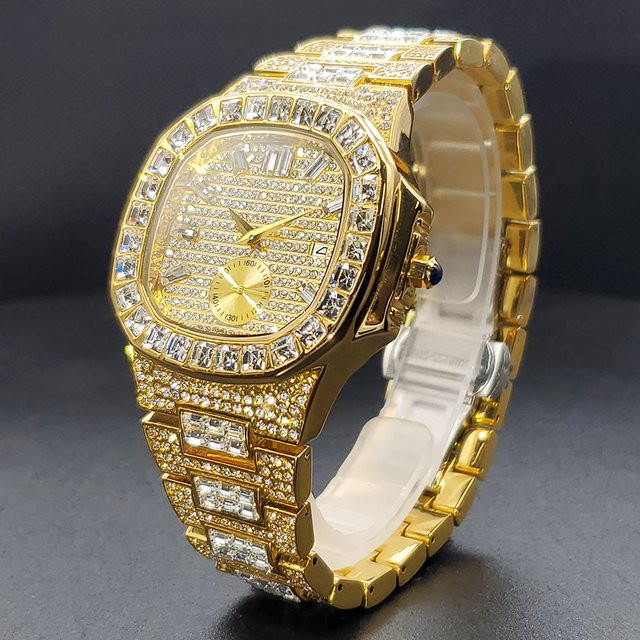 WEISIKAI Armbanduhr Edelstahl, Silber, Diamantbesetzt, Quarz, Herren - Bild 1