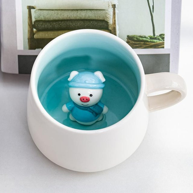 CPLIFE Keramik Becher mit süßem Tier-Design in Weiß, 350 ml - Bild 1