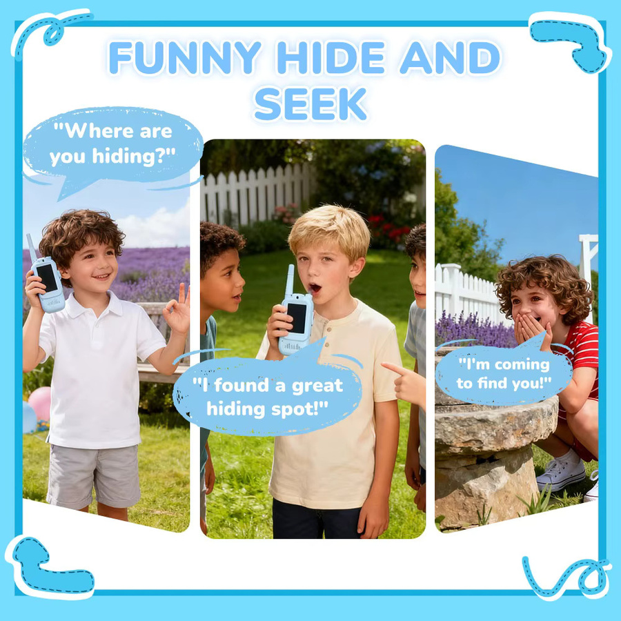 Ourlife Video-Walkie-Talkies für Kinder mit 2-Zoll-HD-Bildschirm, 2 Stück, Blau - Bild 4