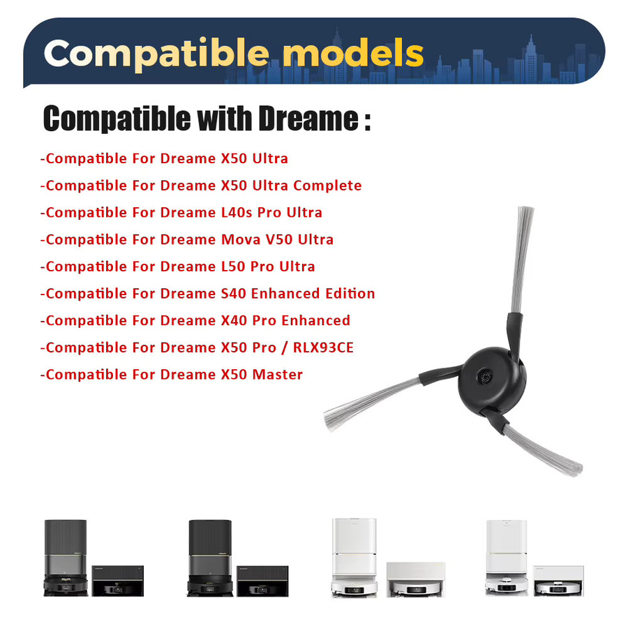 Dreame Seitenbürsten Ersatzteile für Roboterstaubsauger in Schwarz für X40 Ultra, X40 Pro, X50, X50 Ultra, S40 Enhanced, X40 Pro Ultra, L40 Ultra und X30 Pro Ultra - Bild 5
