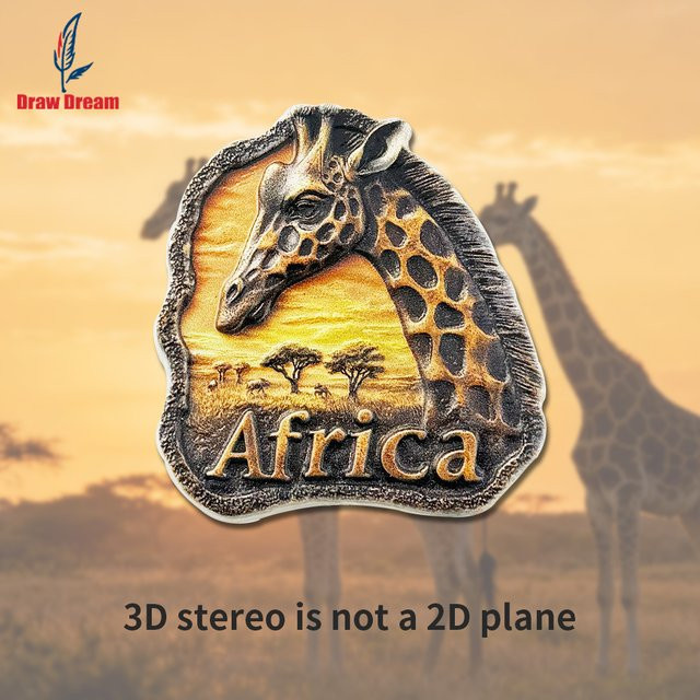 Kreativer 3D Kühlschrankmagnet Giraffe aus der Afrikanischen Savanne in Multicolour als Reise-Souvenir für dein Zuhause oder das Büro - Bild 1