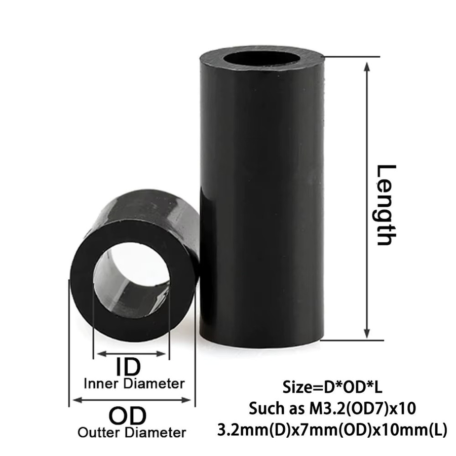 Schwarzer Nylon-Abstandshalter M3-M10 rund und hohl ohne Gewinde für Leiterplatten und TV-Installationssäulen - Bild 4