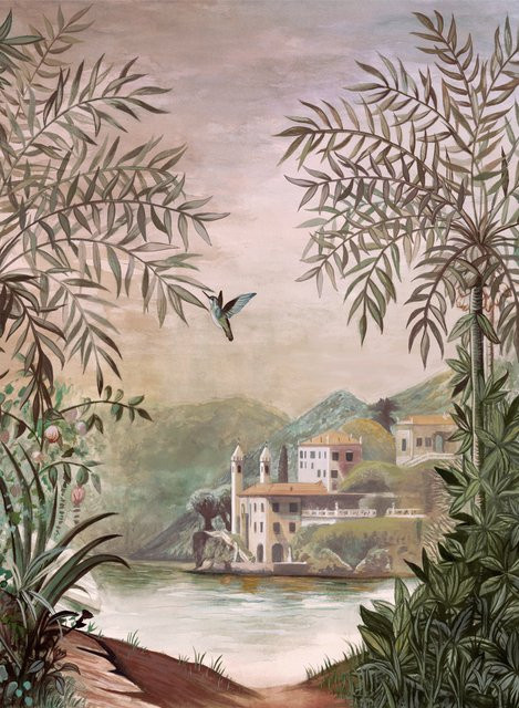 Coordonne Panorama Tapete Palazzo in Rosa und Grün aus Vlies und Vinyl - Bild 1