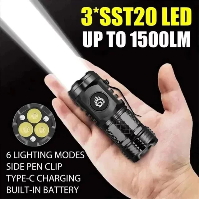LONGRIVER LED-Taschenlampe SST20 mit USB-Ladefunktion, wasserdicht, Schwarz - Bild 1