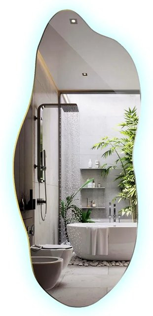 Tulup LED Organischer Spiegel in Weiß mit Kaltweiß 6500K, Breite: 45 cm, Höhe: 100 cm - Bild 1