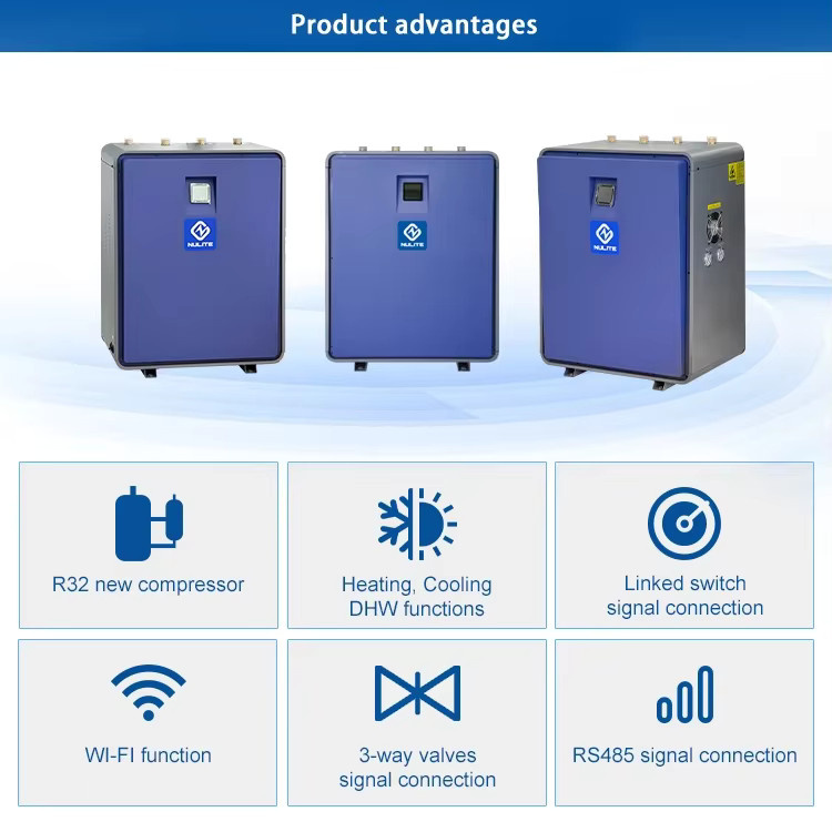 XMSJ Geothermische Wärmepumpe R32 Inverter Erdwärmepumpensystem in Beige oder Blau - Bild 4