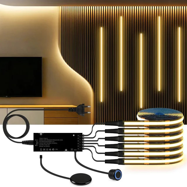 Gyarfas COB-LED-Streifen-Set mit dimmbarem Touch-Schalter, warmweiß, Schwarz - Bild 1
