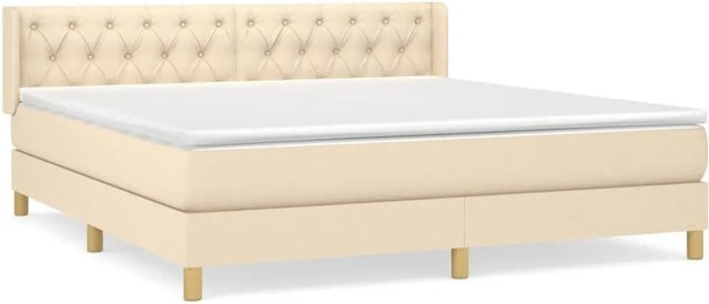 vidaXL Boxspringbett mit Matratze Creme, Hybridbett mit Taschenfederkern aus Stoff und Lärchenholz, B/T/H: 160 x 200 x 78 cm - Bild 1