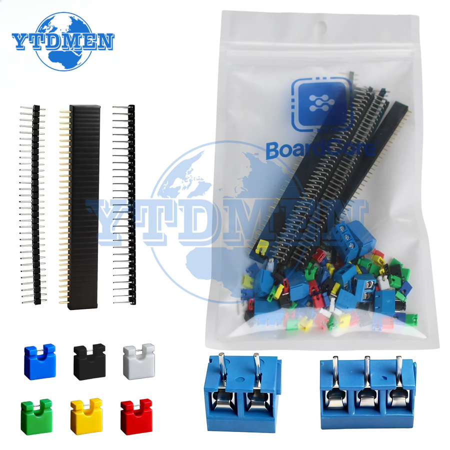 YTDMEN 139-teiliges Steckverbinder-Set mit 40-Pin 1x40 Einreihigen Stiftleisten, Jumper-Kappen und KF301 Stiftleisten in Multicolor, 2,54mm Pitch für Leiterplatten - Bild 3