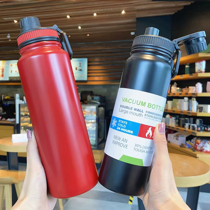 Outdoor Thermos Wasserflasche mit Tee-Filter aus 304 Edelstahl in Schwarz oder Rot, 600 ml, 800 ml oder 1000 ml - Bild 2
