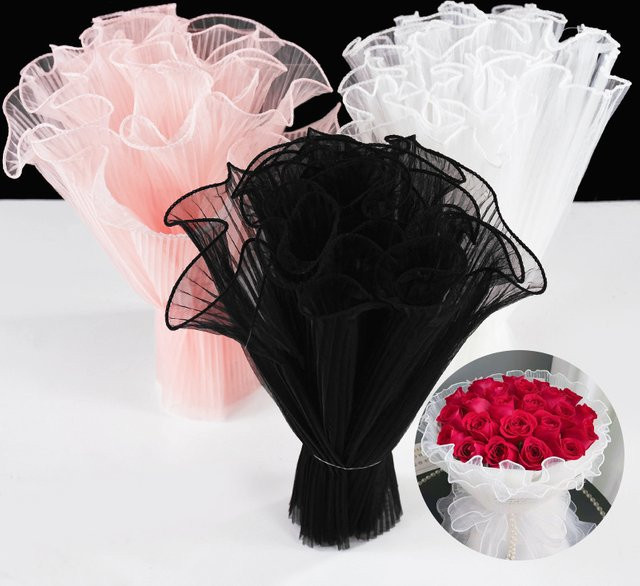 Tulip Rose Pearl Mesh Tüllrolle zur Geschenkverpackung für Blumensträuße und Ballons - Bild 1