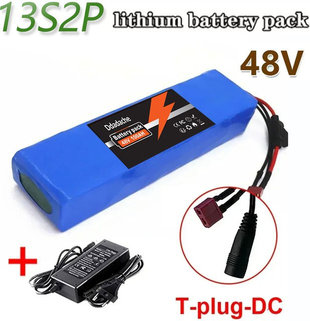 13S2P 48V 100Ah Lithium-Ionen-Akku mit BMS in Blau inklusive 48V/54,6V Ladegerät - Bild 1