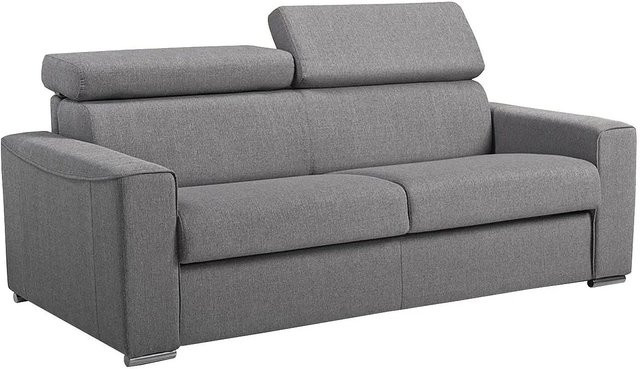 Vente-unique Schlafsofa Vizir in Grau mit verstellbarer Kopfstütze und Stoffbezug, Breite: 196 cm - Bild 1