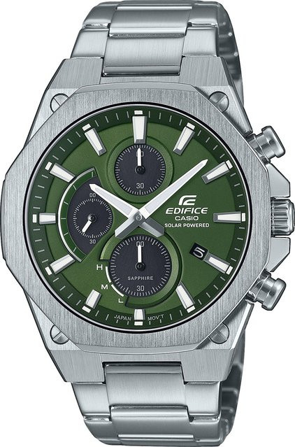 Casio Chronograph, Solar, Edelstahl, Grün, 44 mm, Herren - Bild 1