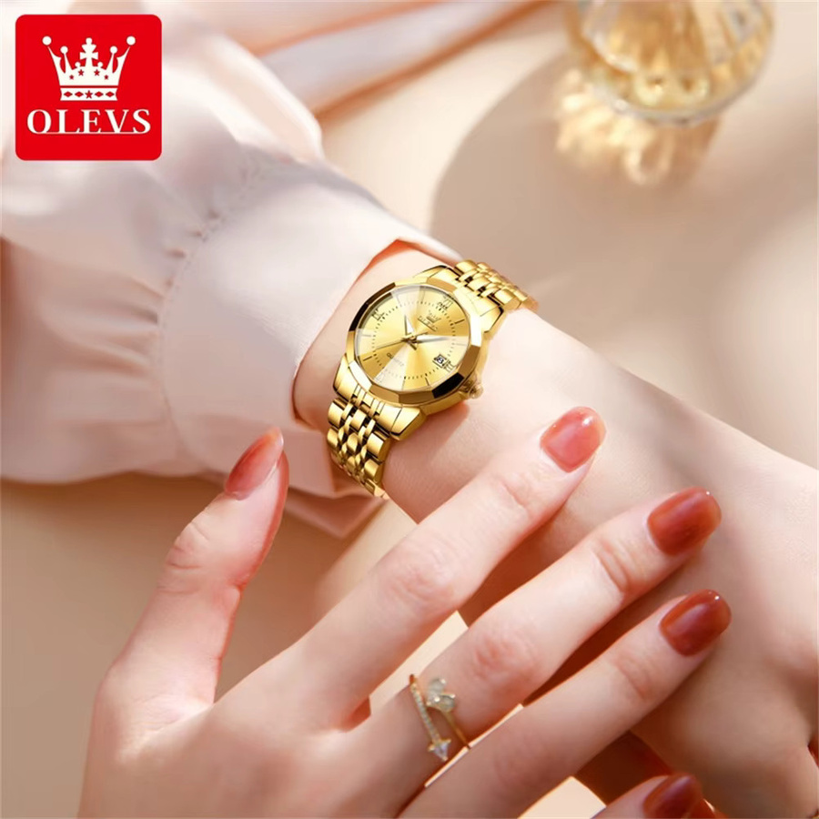 OLEVS Armbanduhr, Quarz, Gold, Edelstahl, Damen, Wasserdicht - Bild 2